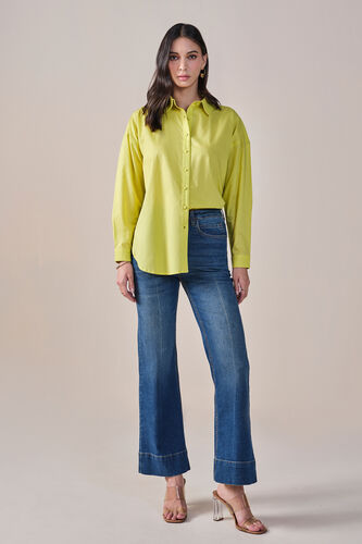 Sensational Solid Cotton Shirt, Lime Green, image 2
