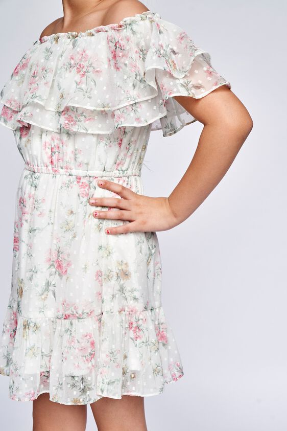 5 - White Floral Flounce Dress, image 5
