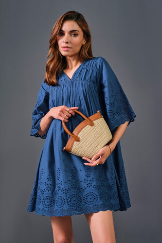 Breezy Fling Cotton Dress, Navy Blue, image 4