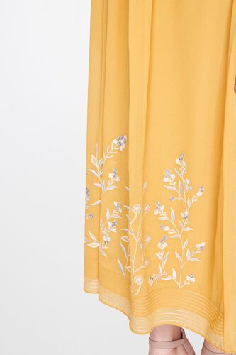 5 - Yellow Pleated V-Neck Fit and Flare Gown, image 5