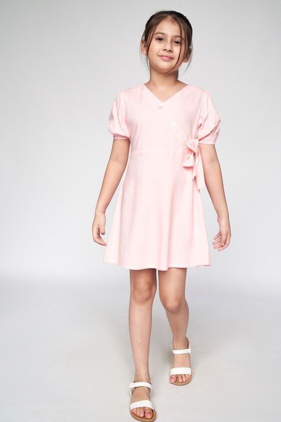 4 - Pink Solid Fit and Flare Dress, image 4
