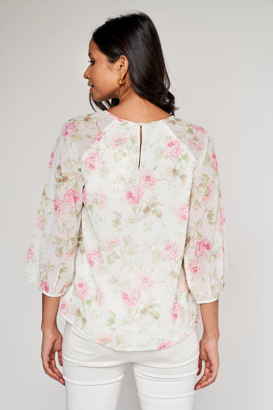 White Straight Floral Top, White, image 5