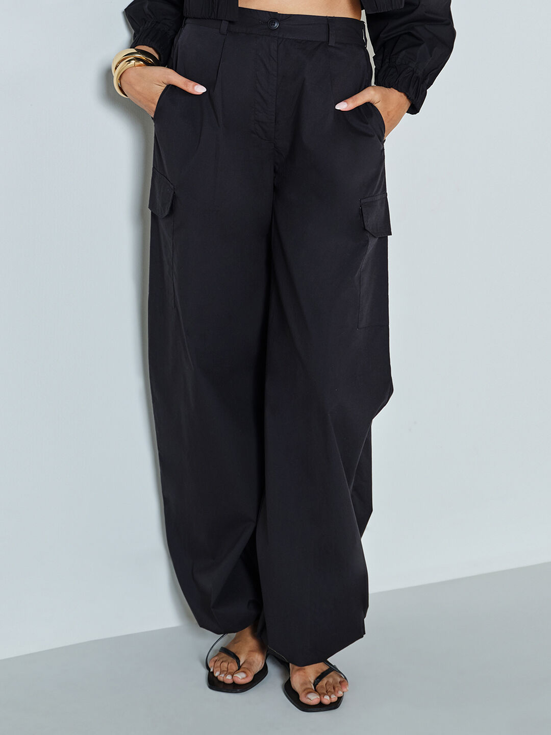 Cara Cotton Pants, Black, image 1