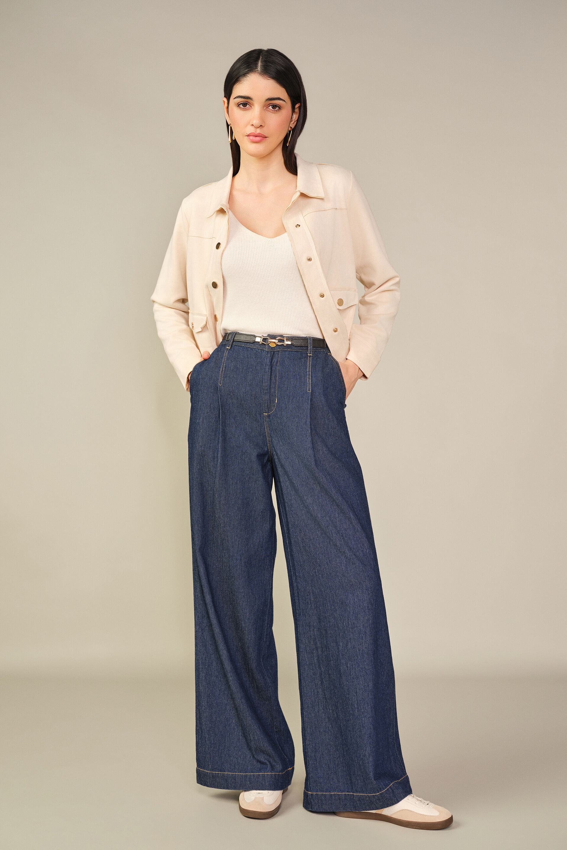 Solid Suede Jacket in Cream, Cream, image 4