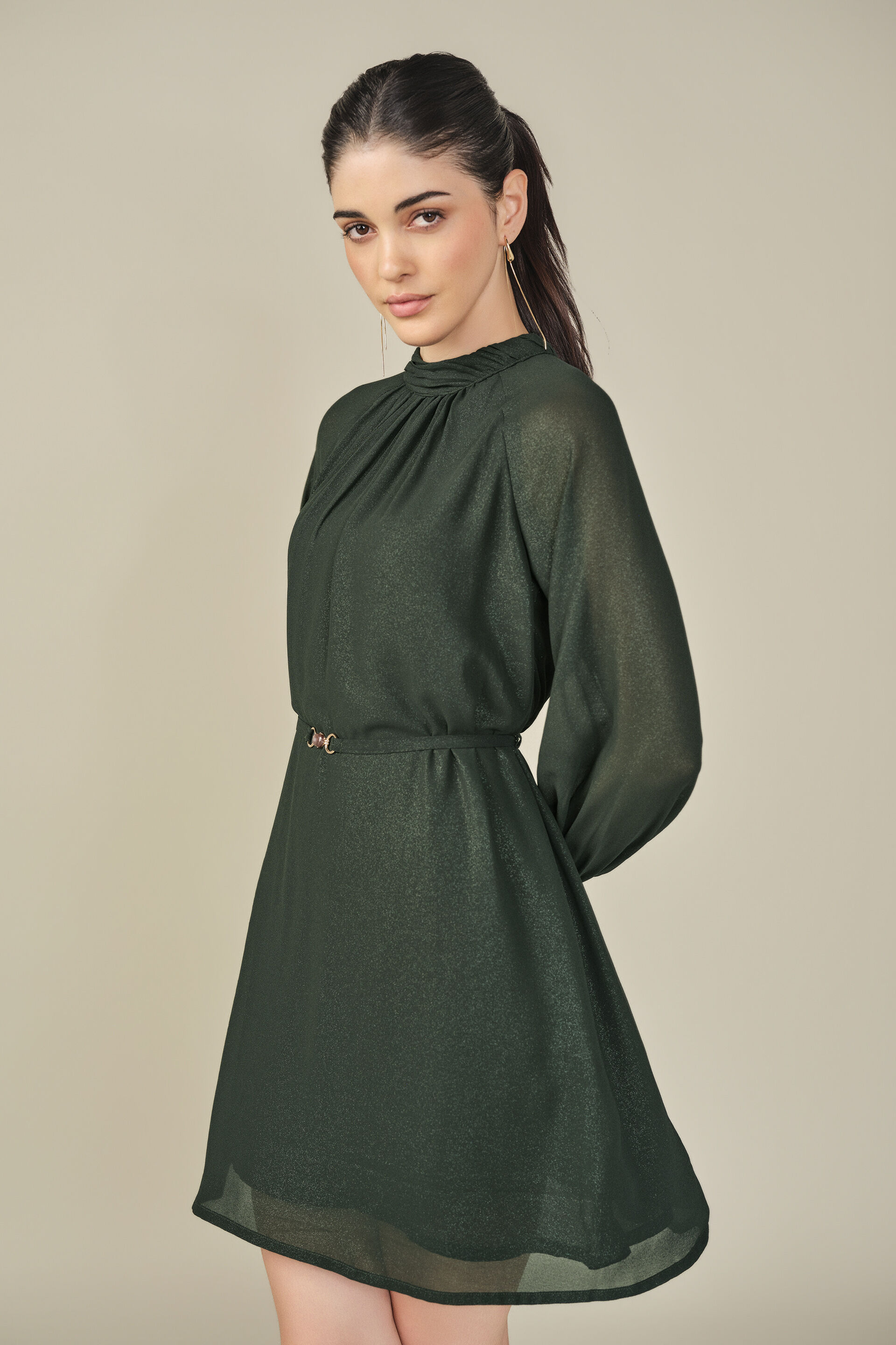 Shimmer Dress in Forest Green, Green, image 3