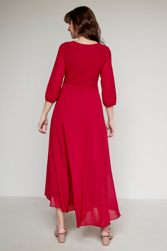 Solid Flared Gown, Wine, image 5
