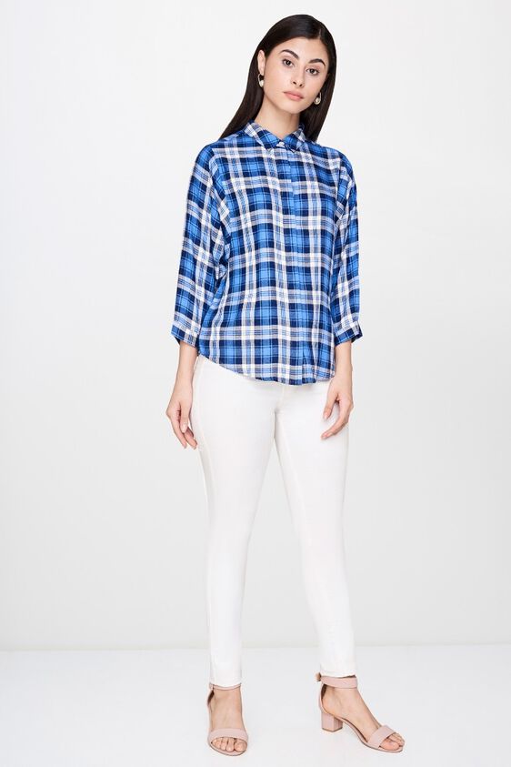4 - Blue Checks Shirt Style Cuff Top, image 4