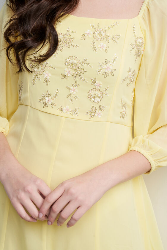 Yellow Floral Straight Dress, Yellow, image 5