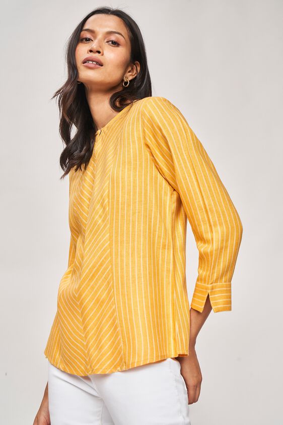 4 - Yellow Striped Fit And Flare Top, image 4