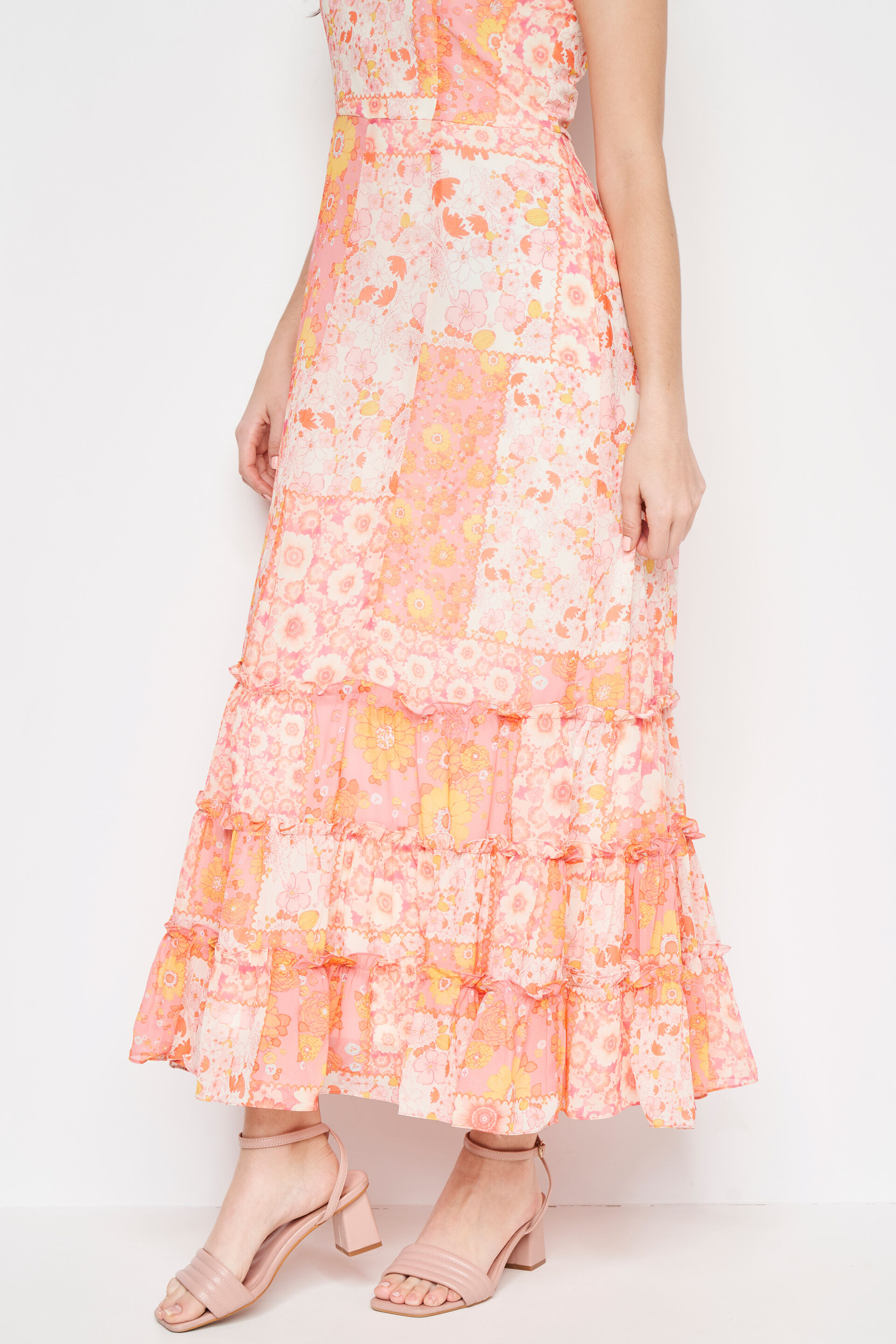 Multi Color Floral Flared Gown, Multi Color, image 5