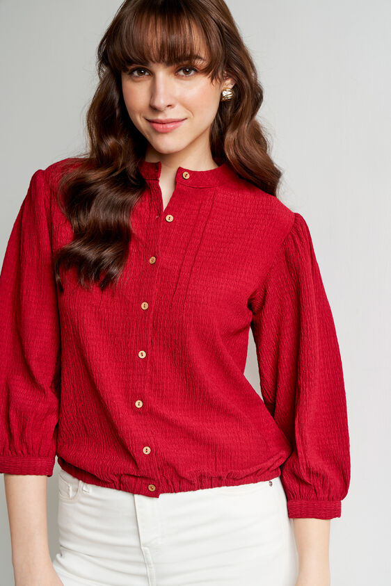 Maroon Solid Straight Top, Maroon, image 1