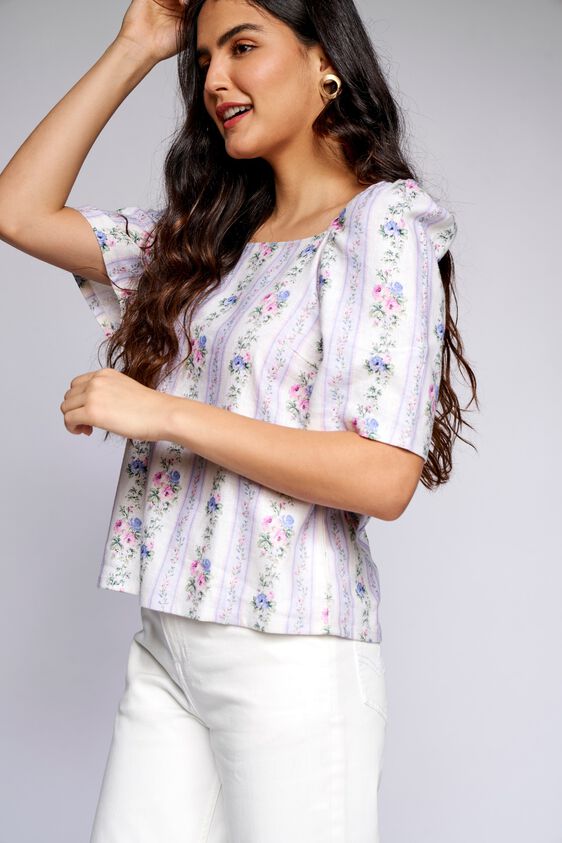 4 - White Floral Straight Top, image 4