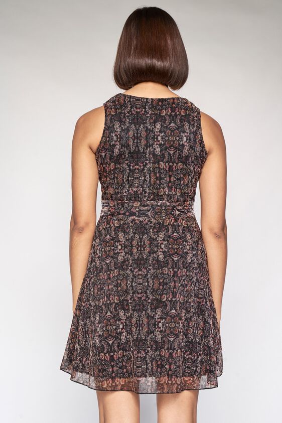 5 - Brown Floral Fit and Flare Dress, image 5