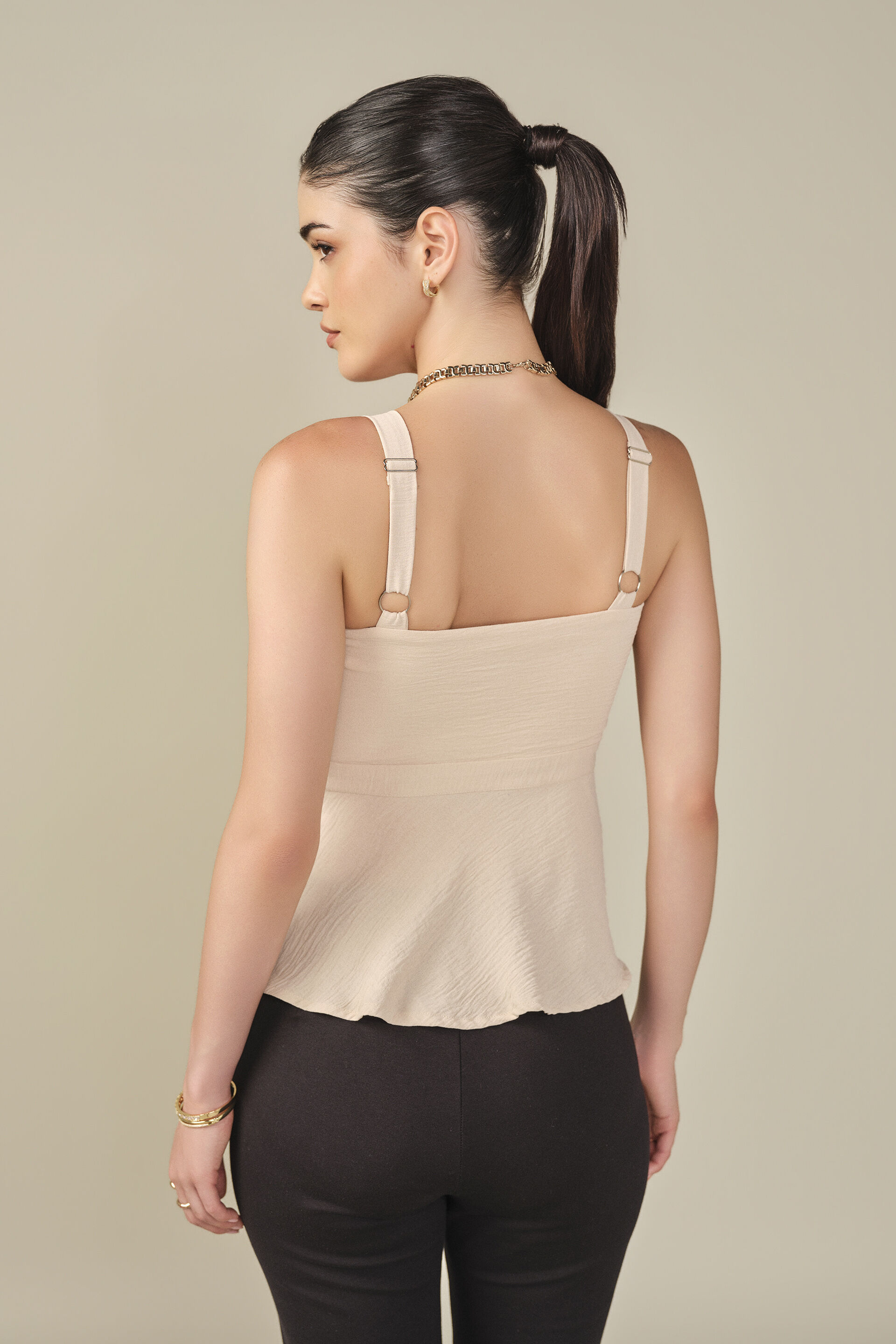 Solid Peplum Top in Beige, Beige, image 7