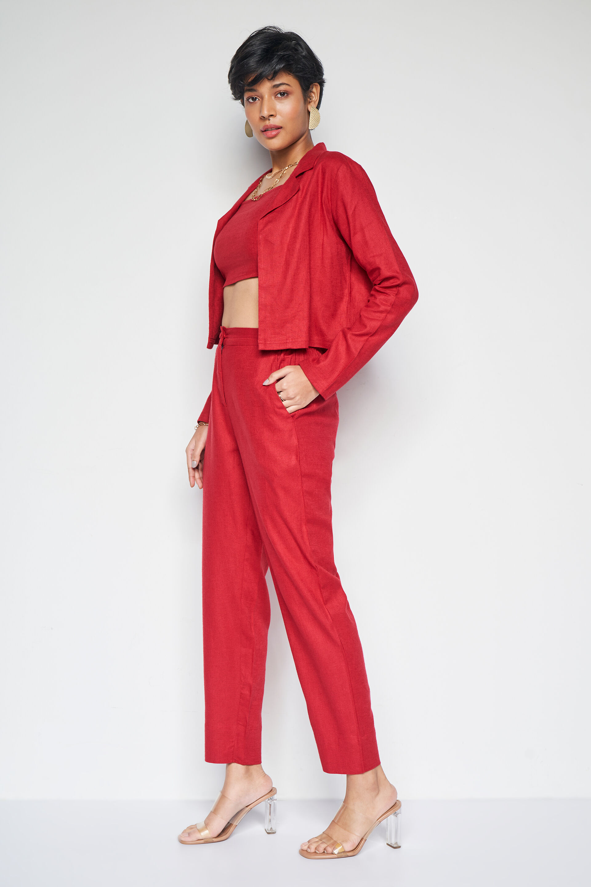 Ruby Solid Co-ords Set, Red, image 3