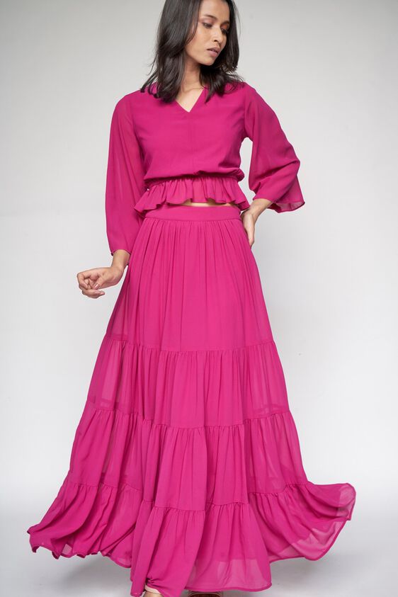 2 - Magenta Solid Fit and Flare Set, image 2