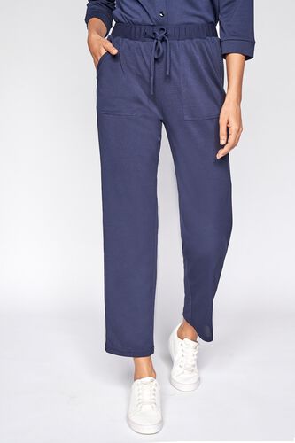 2 - Navy Blue Self Design Straight Bottom, image 1