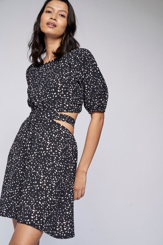 1 - Black Polka Dots Cut Out Dress, image 1