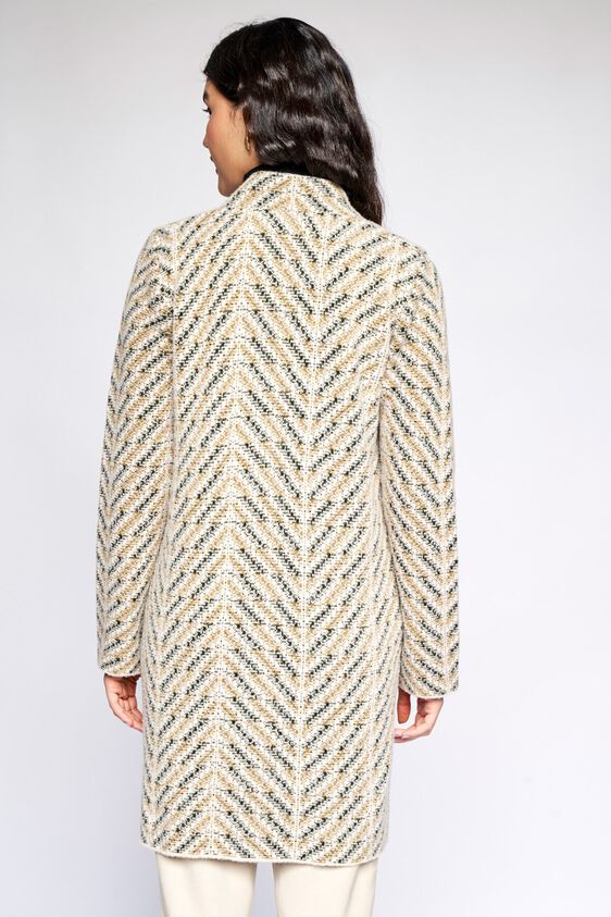 5 - Cream Self Design Straight Jacket, image 5