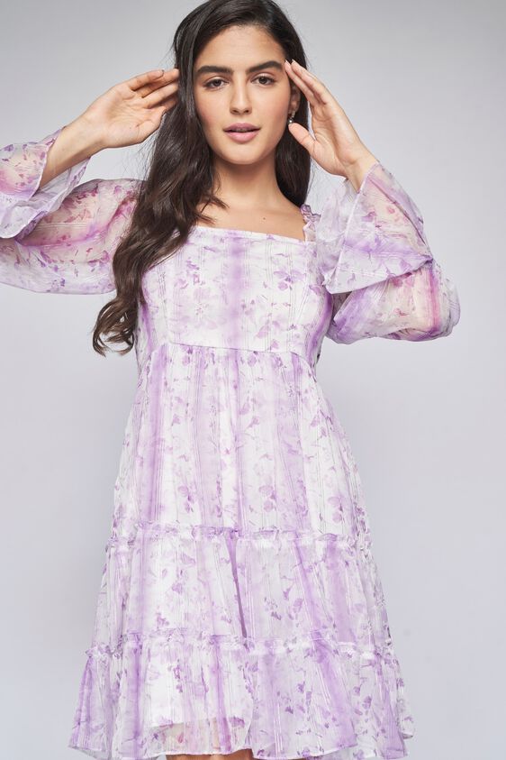1 - Lilac Tie & Dye Flared Dress, image 1