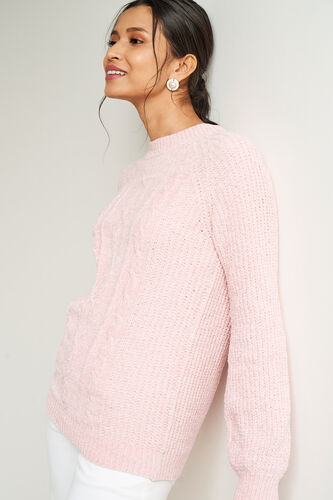 Pink Self Design Straight Top, Pink, image 6