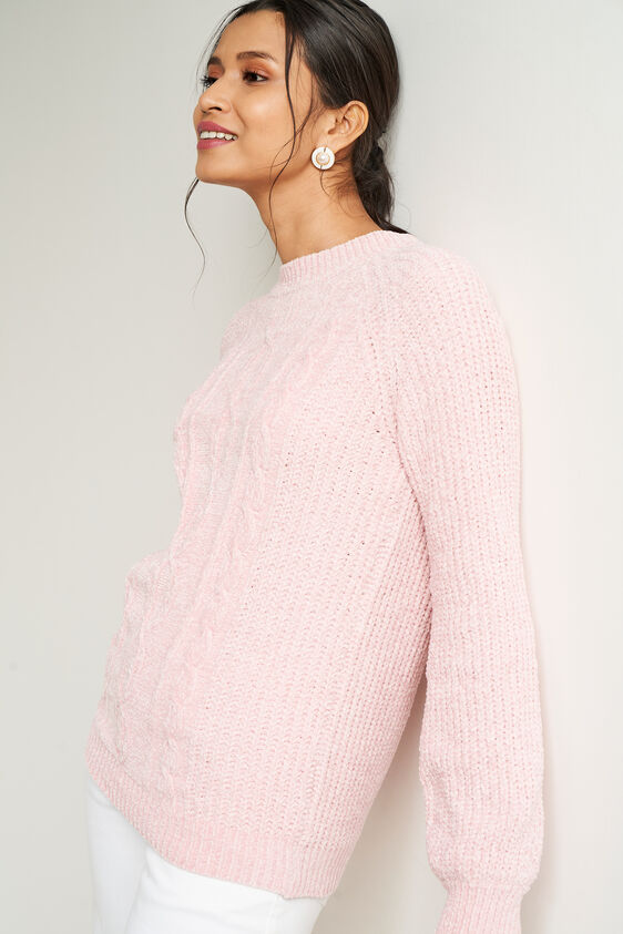 Pink Self Design Straight Top, Pink, image 6