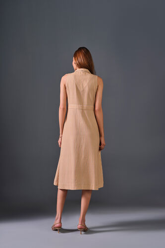 Cappucino Striped Viscose Blend Dress, Brown, image 4