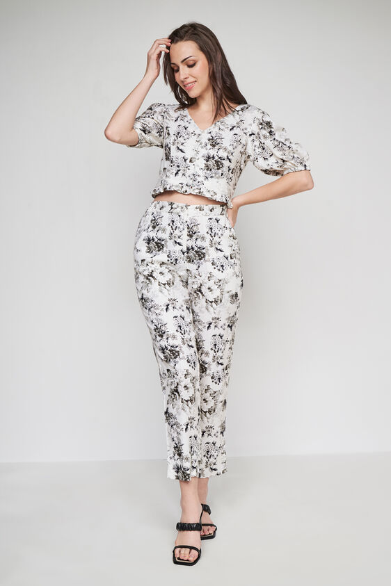 Black Floral Curved Bottom, Black, image 1