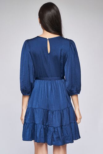 5 - Navy Blue Solid Fit & Flare Dress, image 5