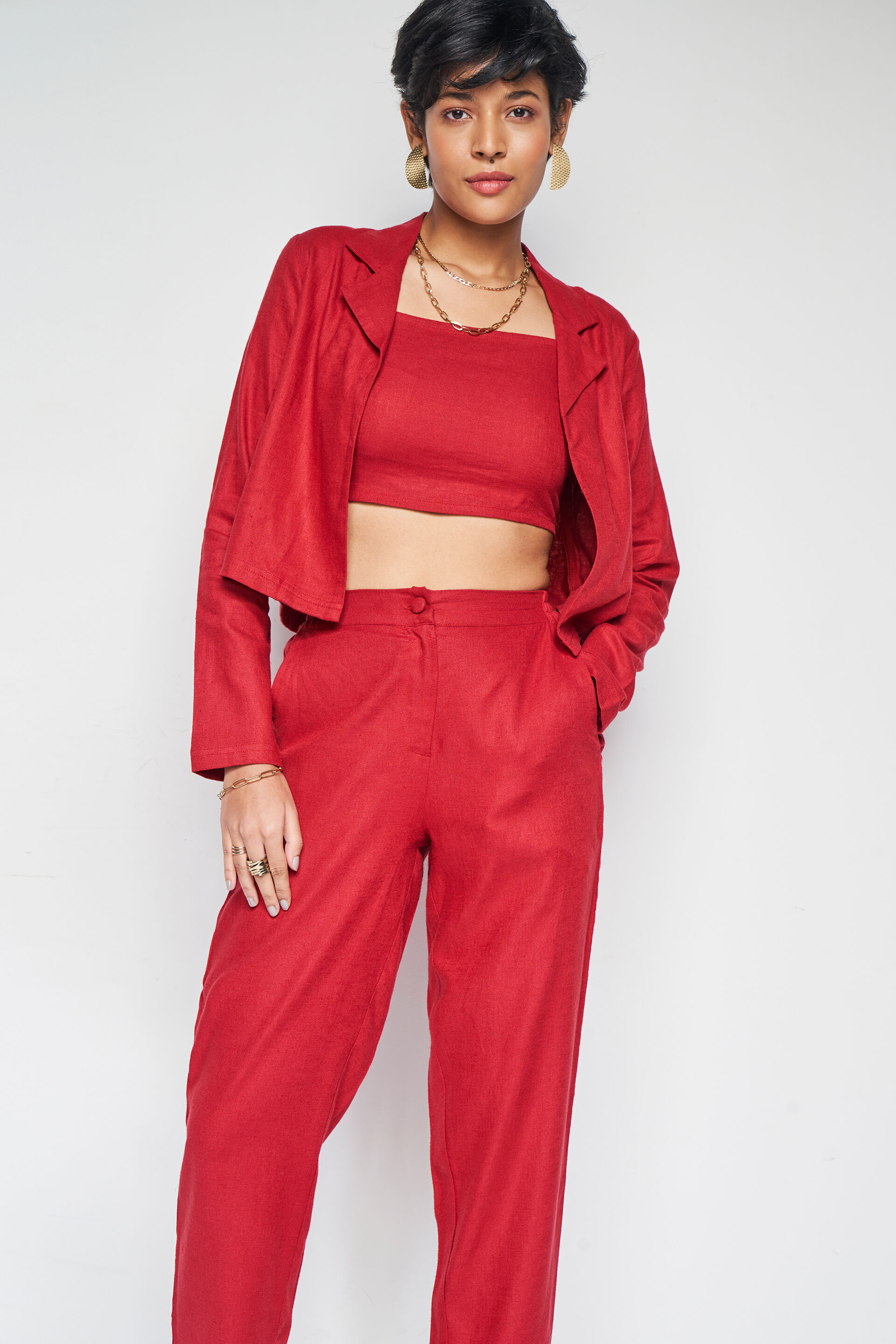 Ruby Solid Co-ords Set, Red, image 2