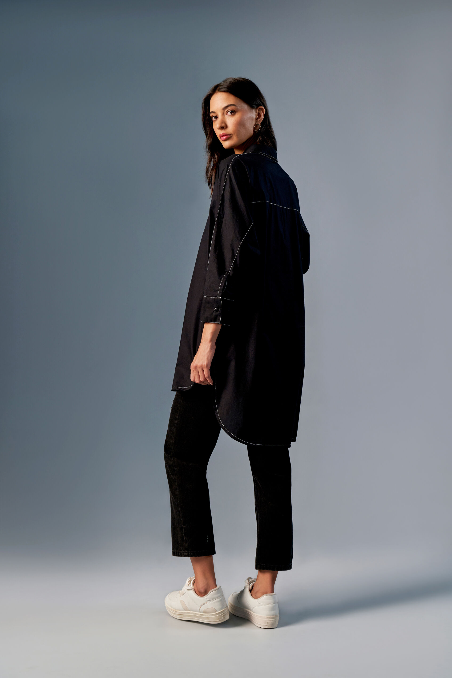 Midnight Lune Longline Shirt, Black, image 5