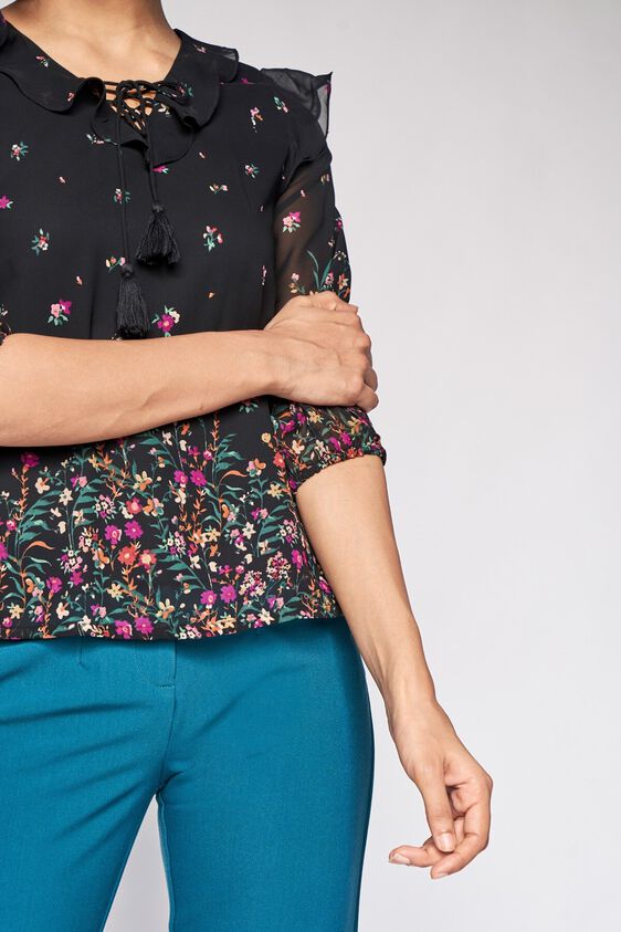 6 - Black Floral A-Line Top, image 6