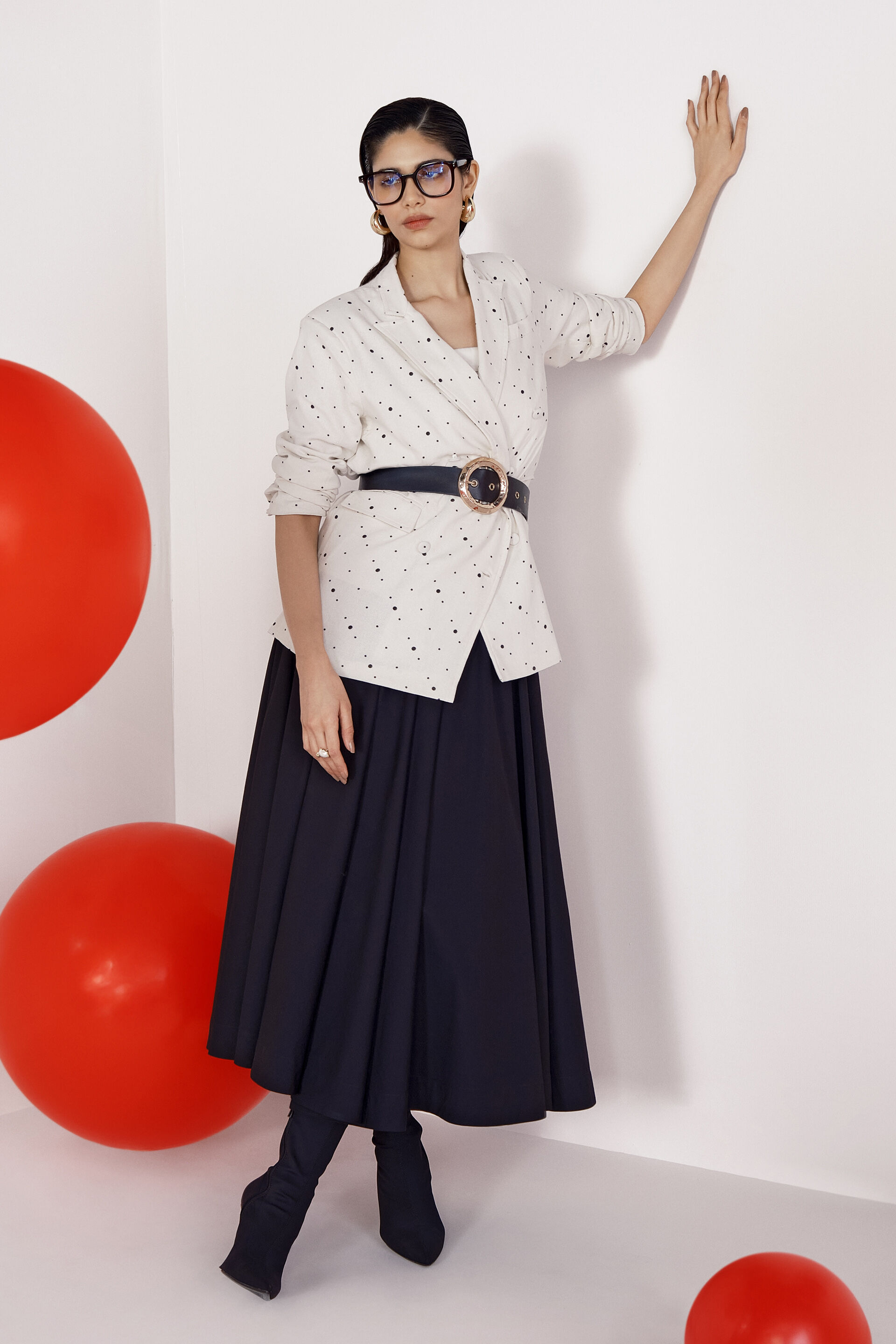 Suit Up Polka Blazer, White, image 2