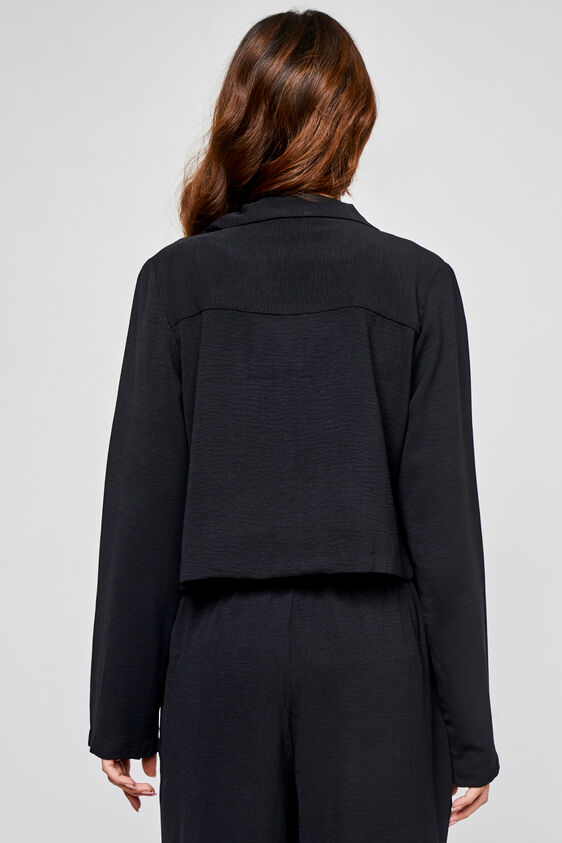 Black Solid Straight Jacket, Black, image 5