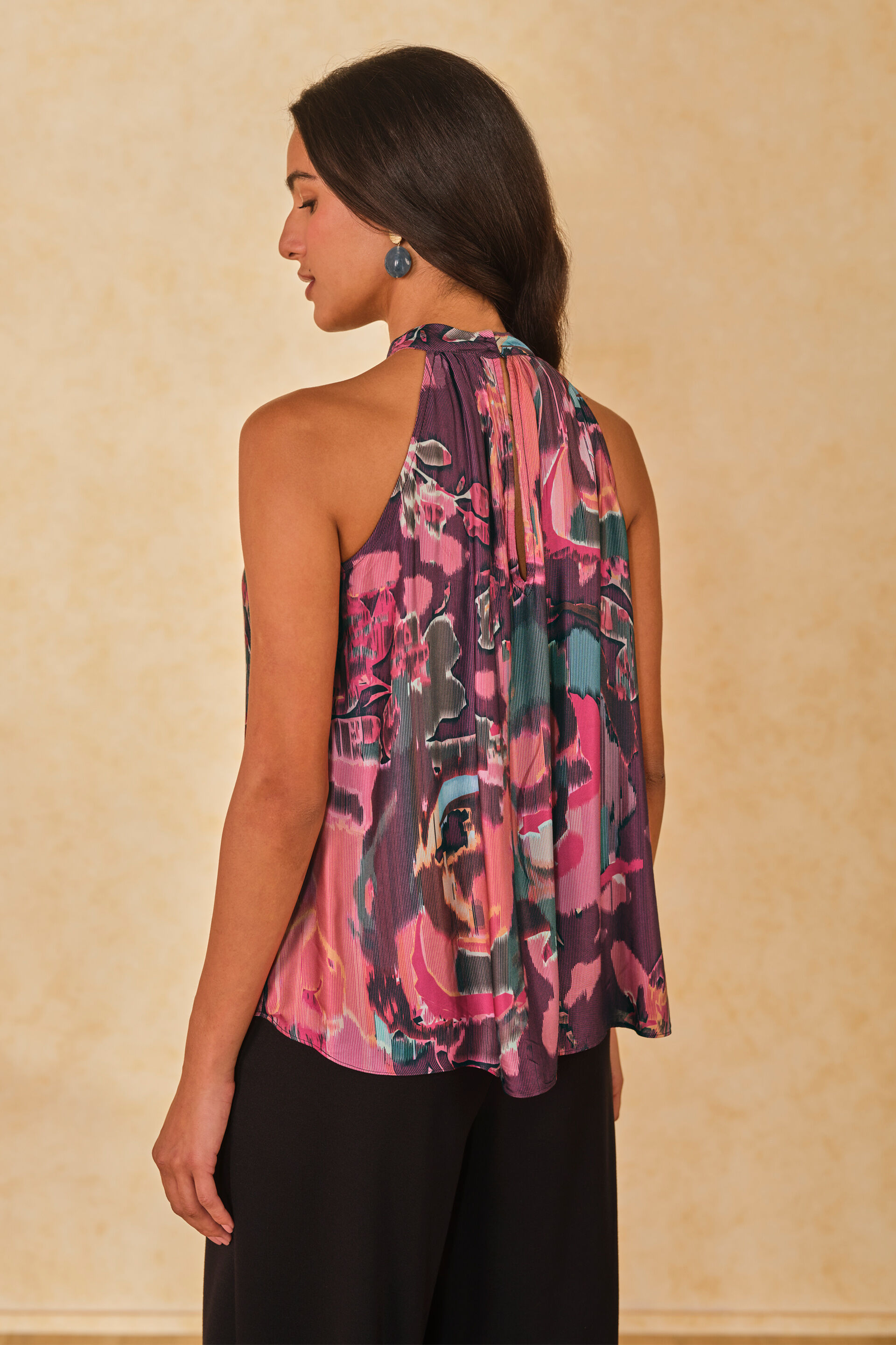 Scarlet Vineyard Viscose Halter Top, Wine, image 6