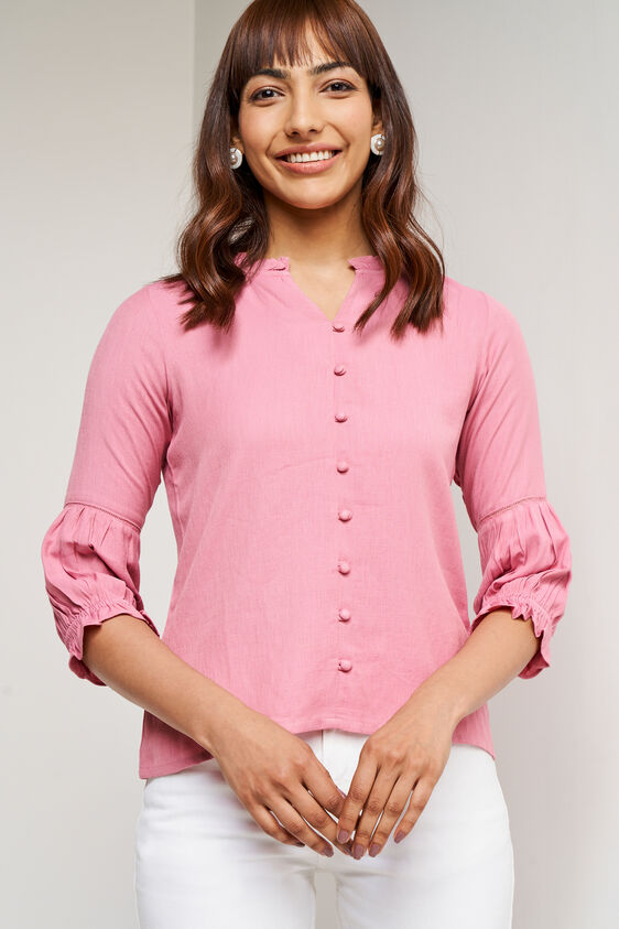 Pink Solid Straight Top, Pink, image 2