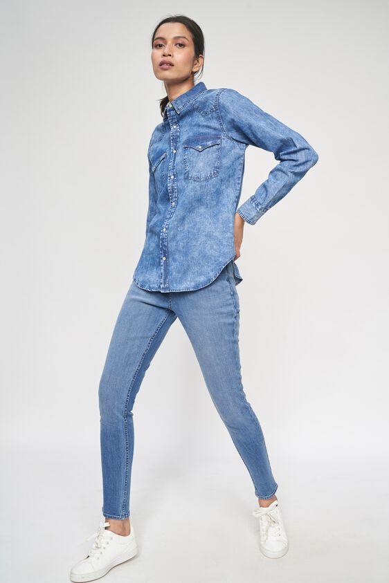 4 - Light Blue Self Design A-Line Top, image 4
