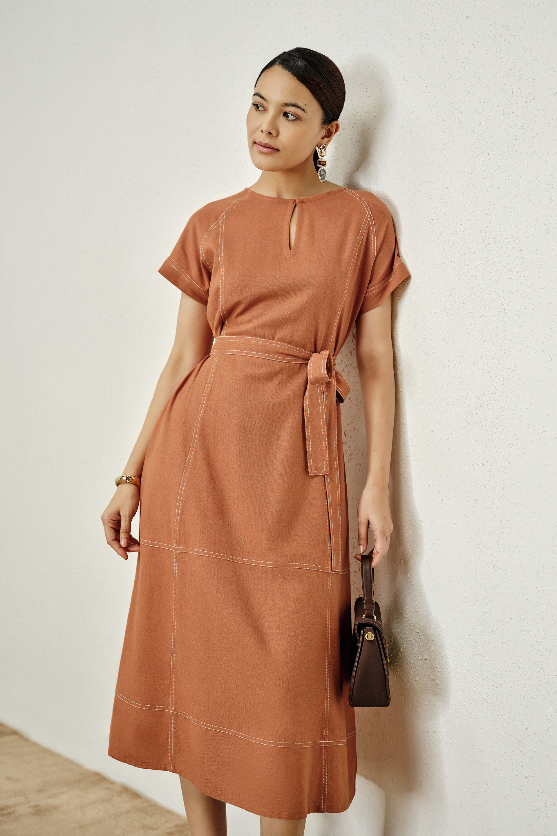 Buy The Classic Rust Dress Online for Women from AND India S26V49DRLV_RUST
