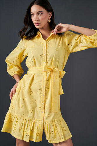 Daisy Day Cotton Dress, Yellow, image 7