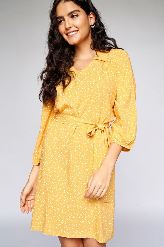 2 - Yellow Polka Dots Curved Dress, image 2