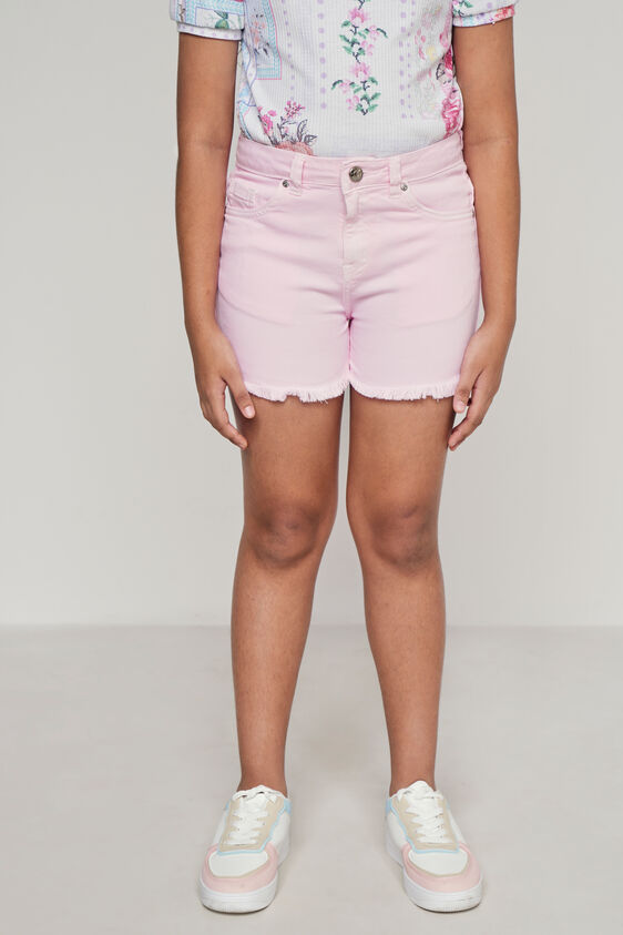 Pink Solid Straight Shorts, Pink, image 2