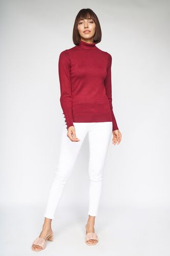 2 - Burgundy Self Design Sweater Top, image 2
