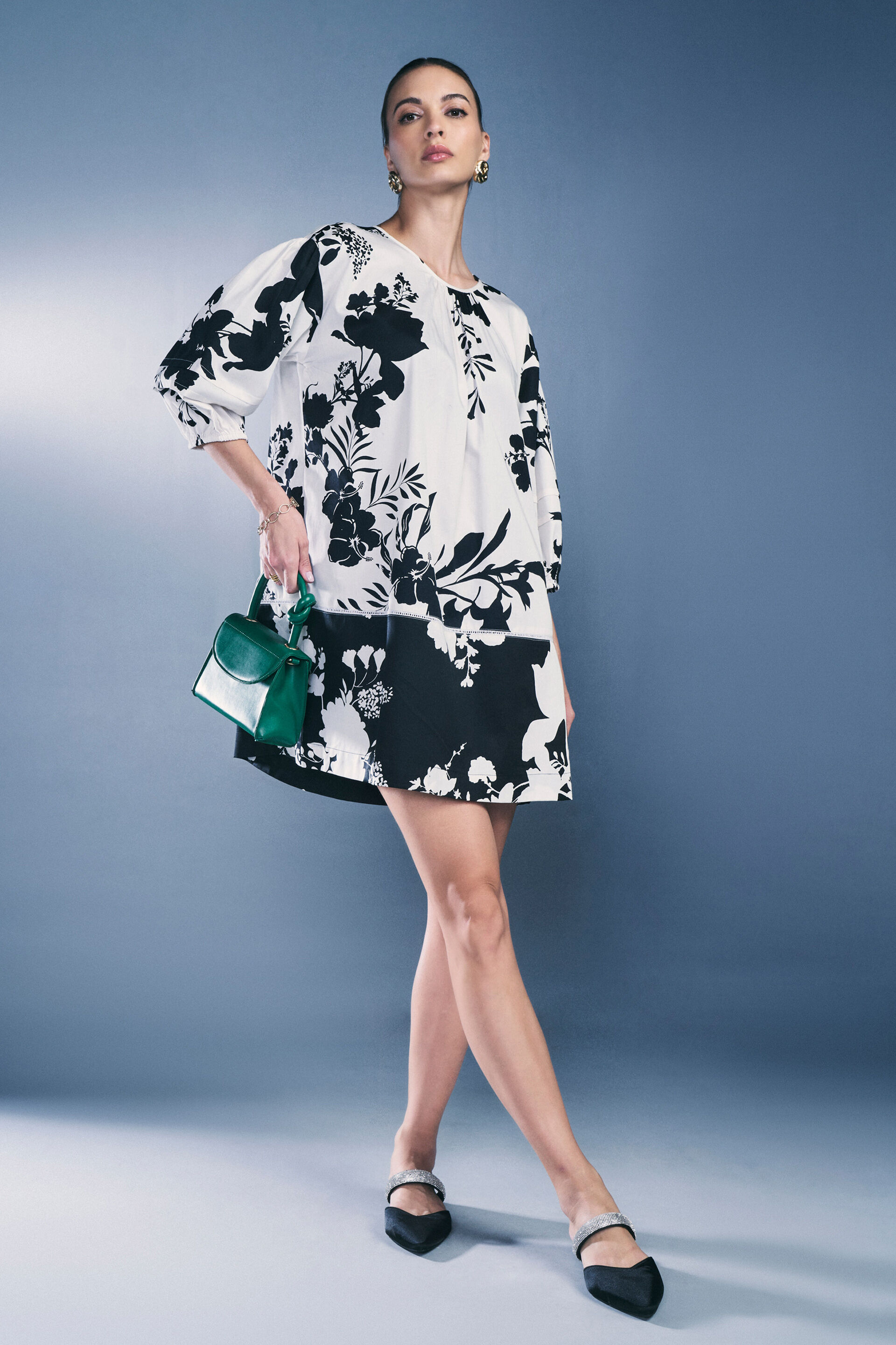 Monochrome Gardenia Dress, White, image 1