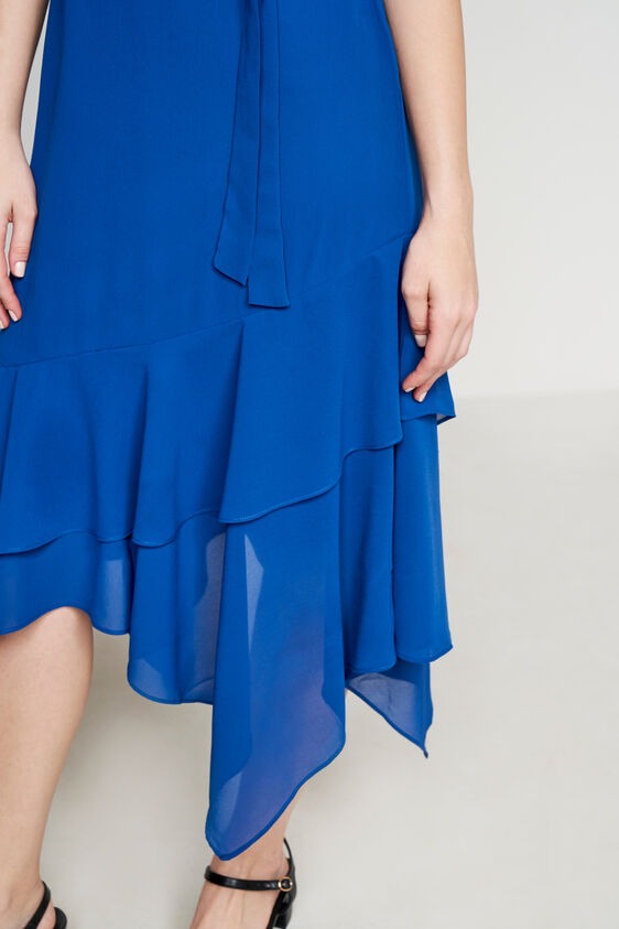 Navy Solid Asymmetric Dress, Navy Blue, image 7