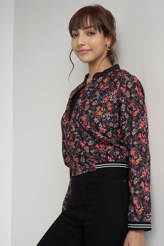 Black Floral Straight Jacket, Black, image 3