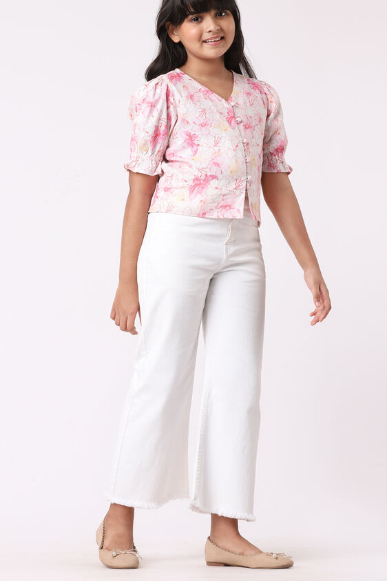 Cream and Pink Abstract Straight Top, Cream, image 4