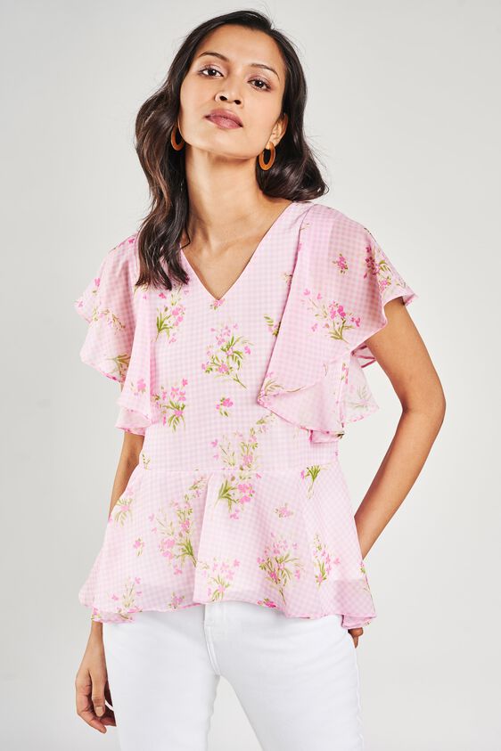 6 - Pink Floral Printed Fit And Flare Top, image 6
