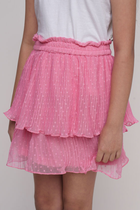 Pink Solid Flared Skirt, Pink, image 4