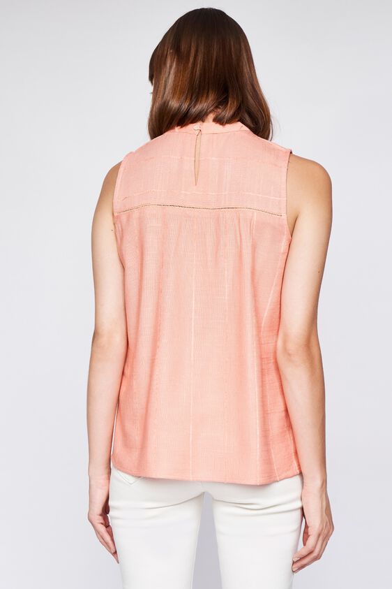 Peach Self Design Straight Top, Peach, image 5