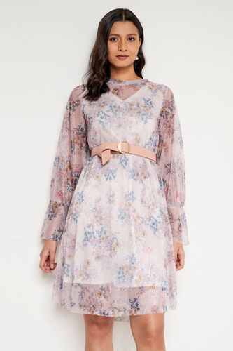 Powder Blue Floral Straight Dress, Powder Blue, image 3
